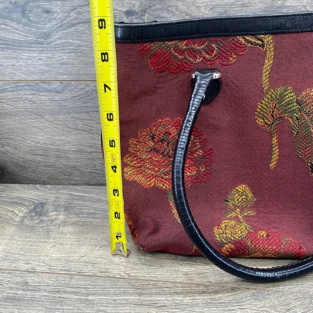 BRIGHTON Floral Multi Compartment Shoulder Bag Purse Maroon Size One